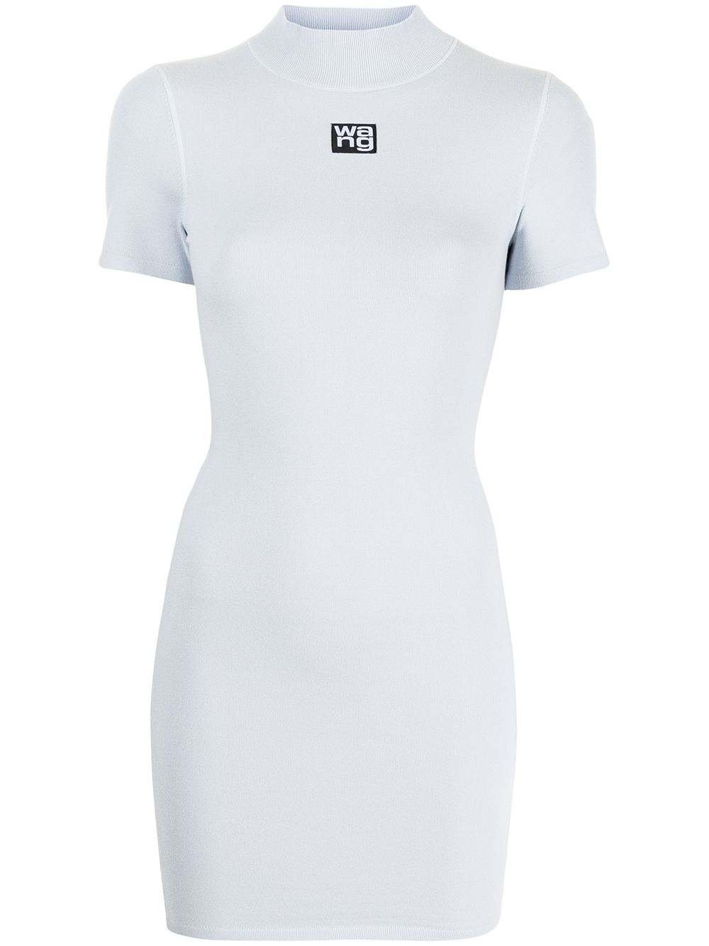 Shop Alexander Wang T Logo Patch Mini Dress In Blue