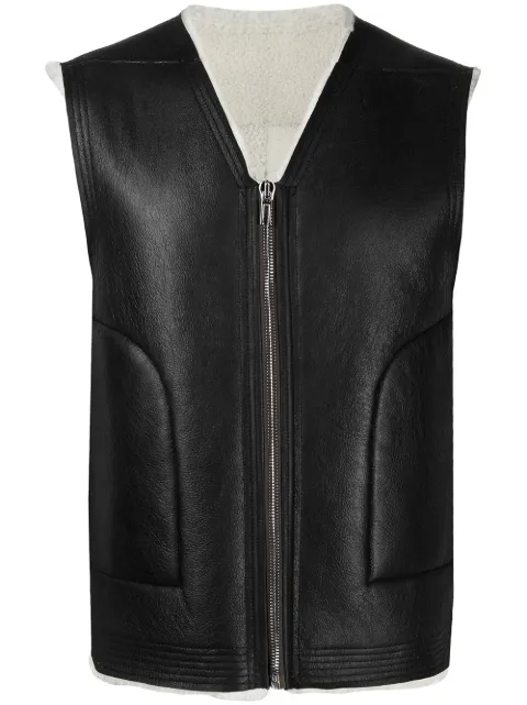 Shop Rick Owens shearling cargo vest 