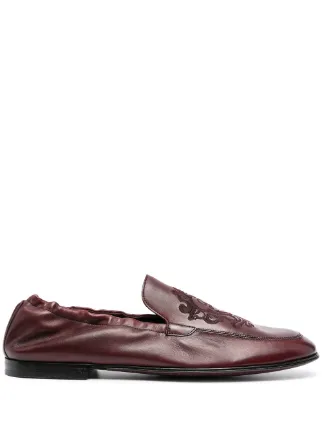 Dolce & Gabbana debossed-motif polished-finish Loafers | Red