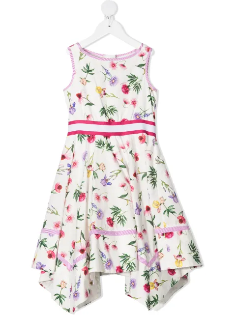 Monnalisa 플로럴 프린트 비대칭 드레스