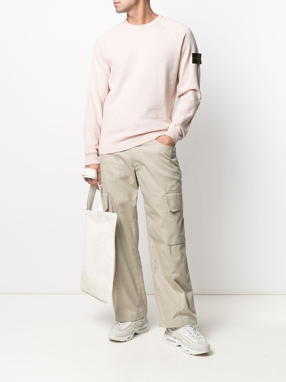 Shop Stone Island Crewneck Sweatshirt In Pink