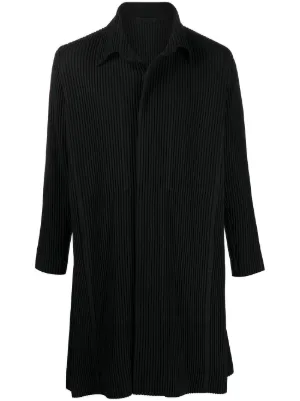 Issey Miyake プリーツ ロングコート | ブラック | FARFETCH JP