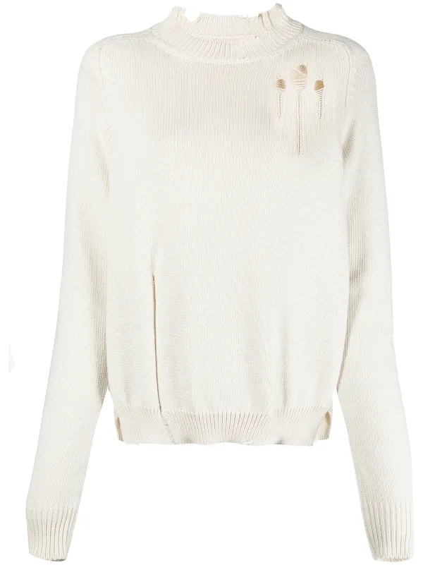 ripped crew neck sweater