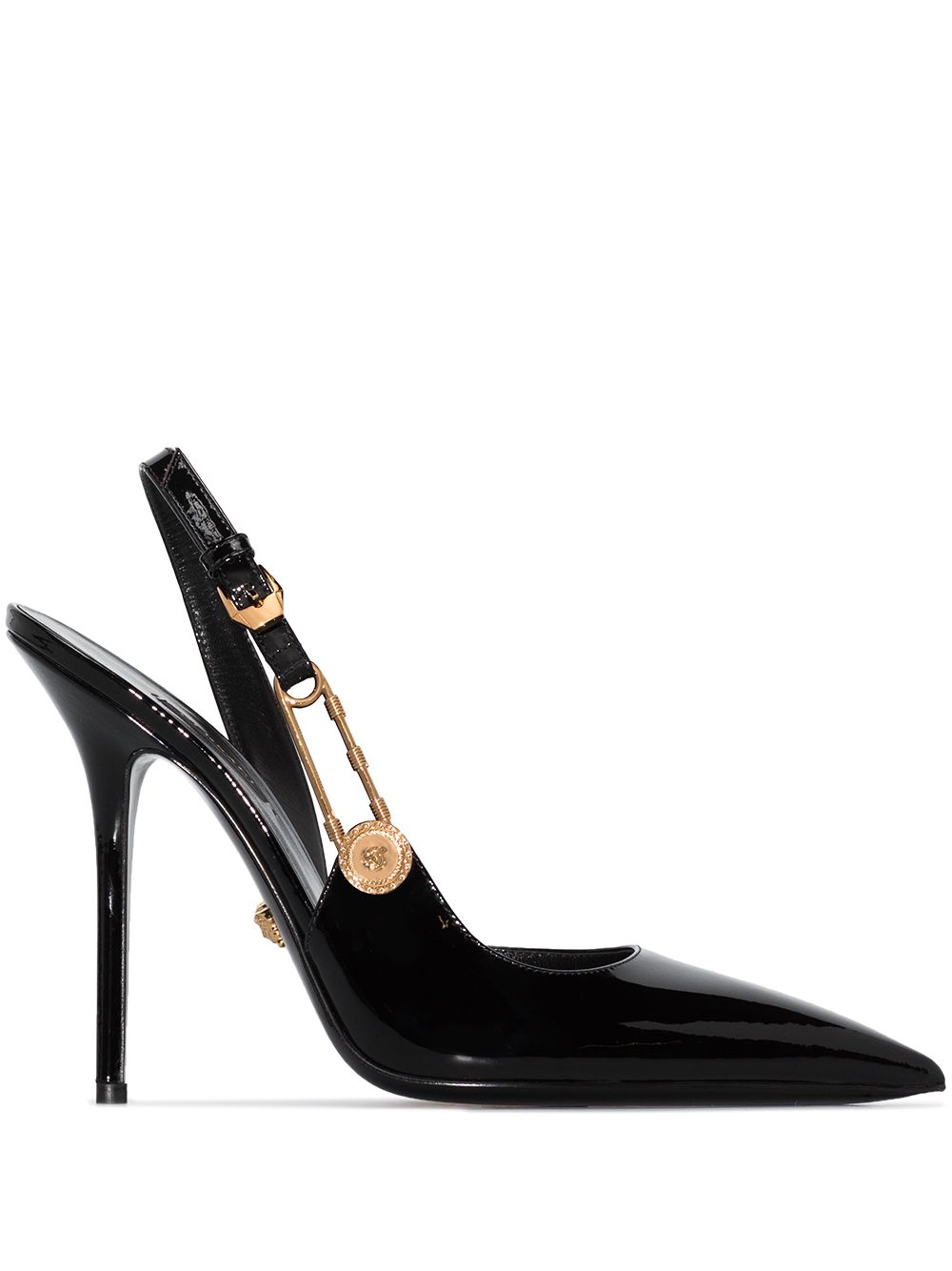 110mm safety-pin leather pumps