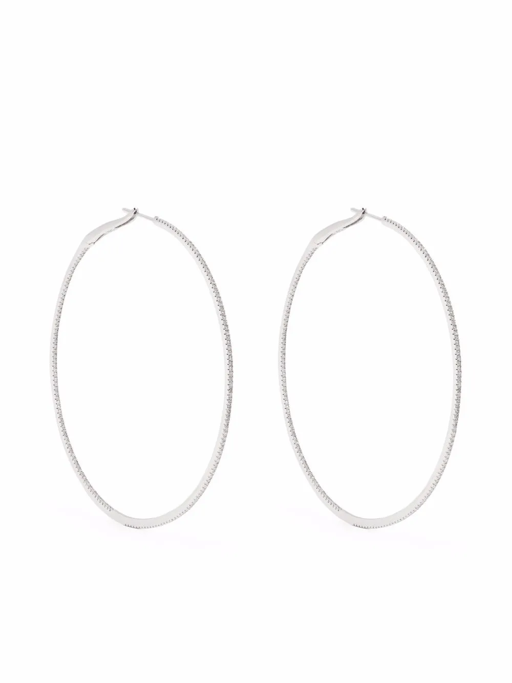 

Djula 18kt white gold diamond 6cm hoop earrings - Silver