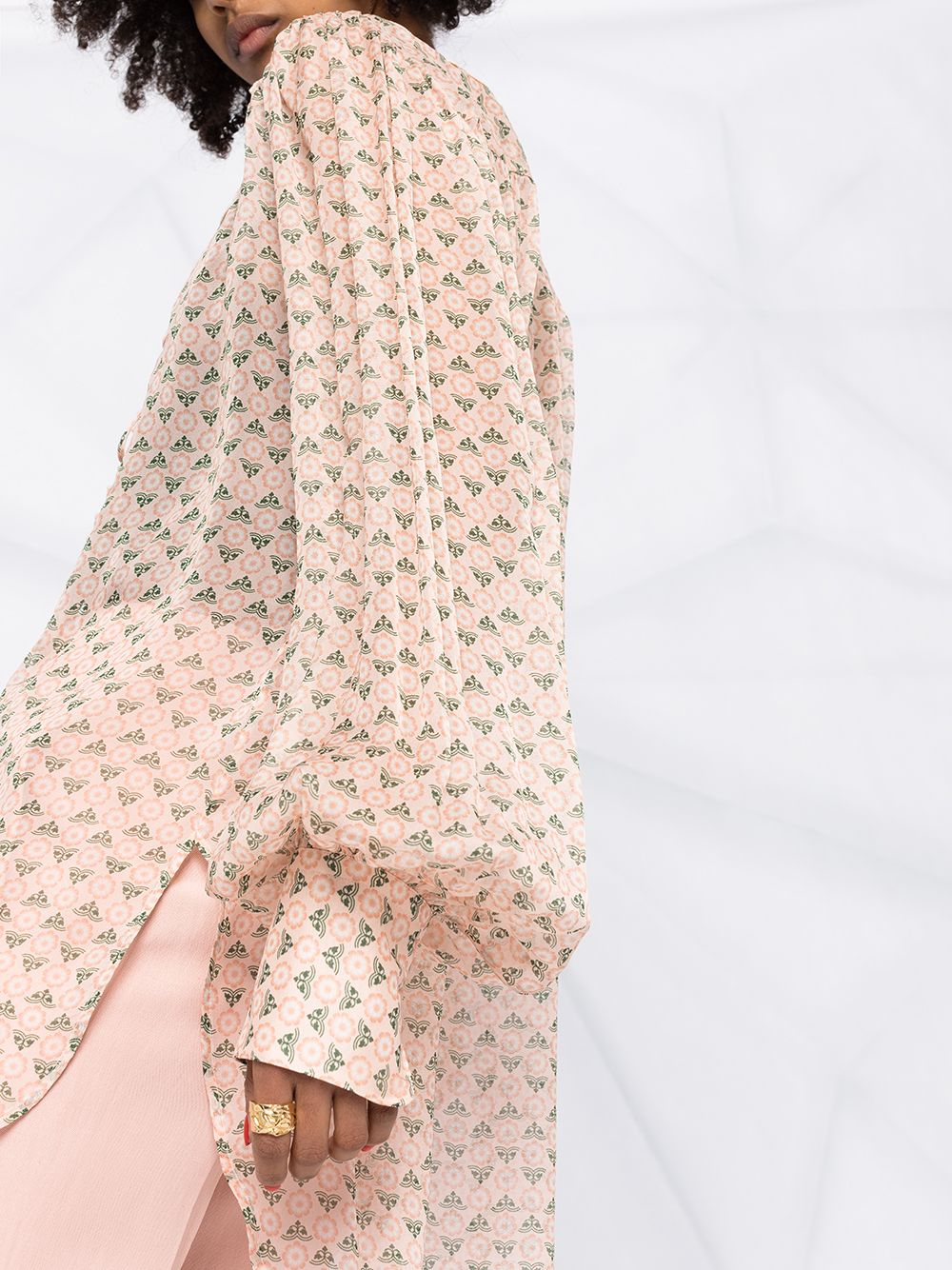 фото Ermanno scervino блузка с геометричным принтом и вышивкой