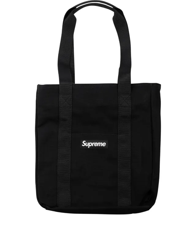 Supreme logo-patch Canvas Tote Bag - Farfetch