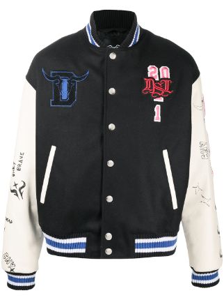 Shop Diesel logo-patch varsity jacket with Express Delivery - FARFETCH