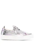 Giuseppe Zanotti metallic leather low-top sneakers - Silver