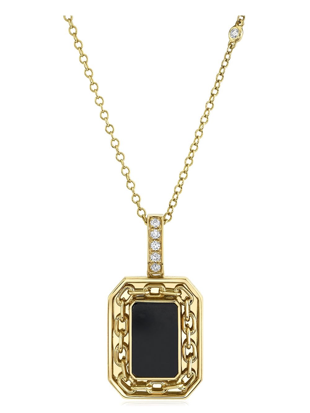 SHAY 18KT YELLOW GOLD DIAMOND AND ONYX PENDANT NECKLACE