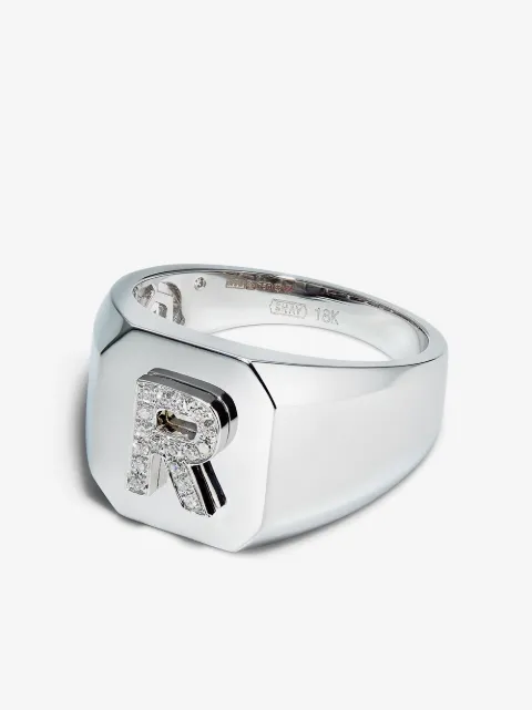 SHAY 18K white gold r-initial ring