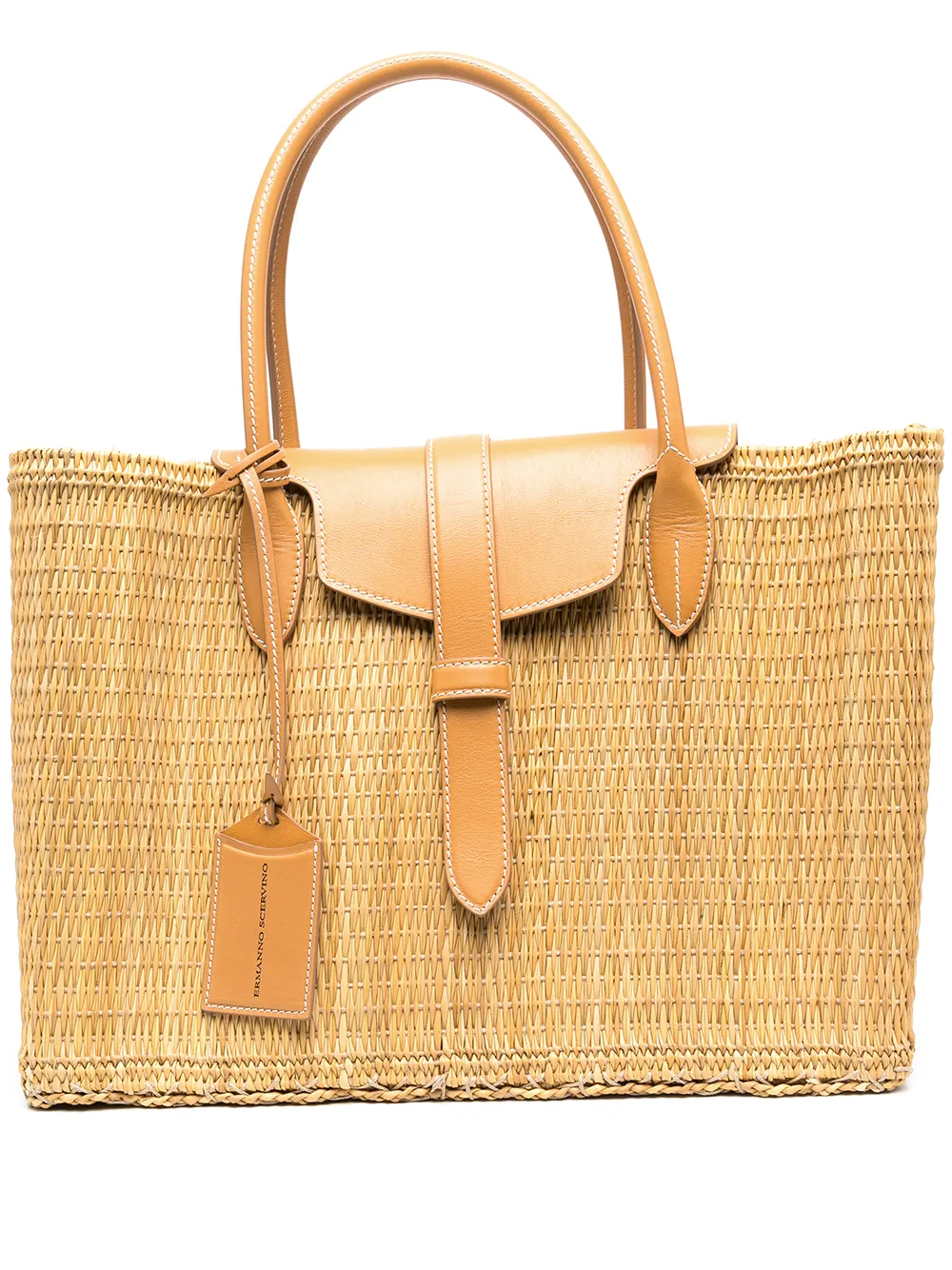Click to view more detailed imagery on our partner's website Ermanno Scervino Brown Medium Bag In Braided Rush In Neutrals