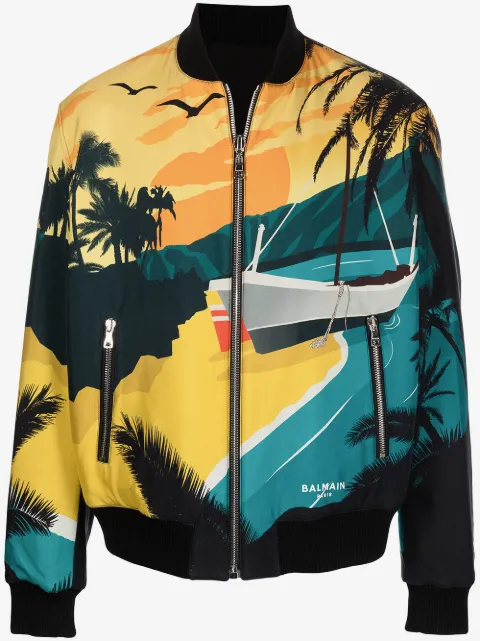 Balmain reversible tropical print bomber jacket