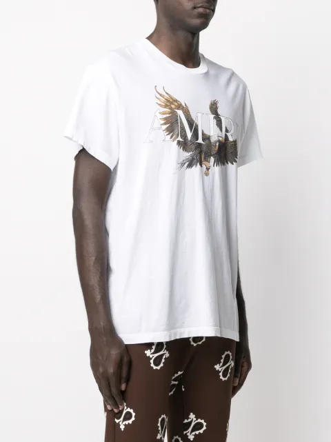 Shop white AMIRI eagle-print cotton T 