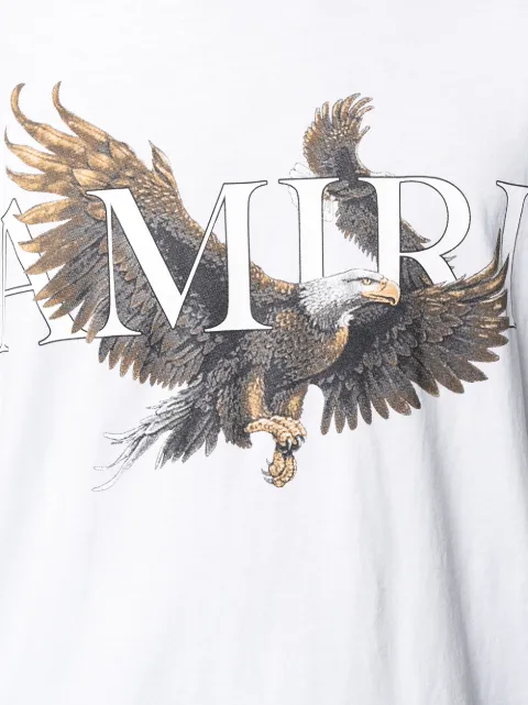 Shop white AMIRI eagle-print cotton T 