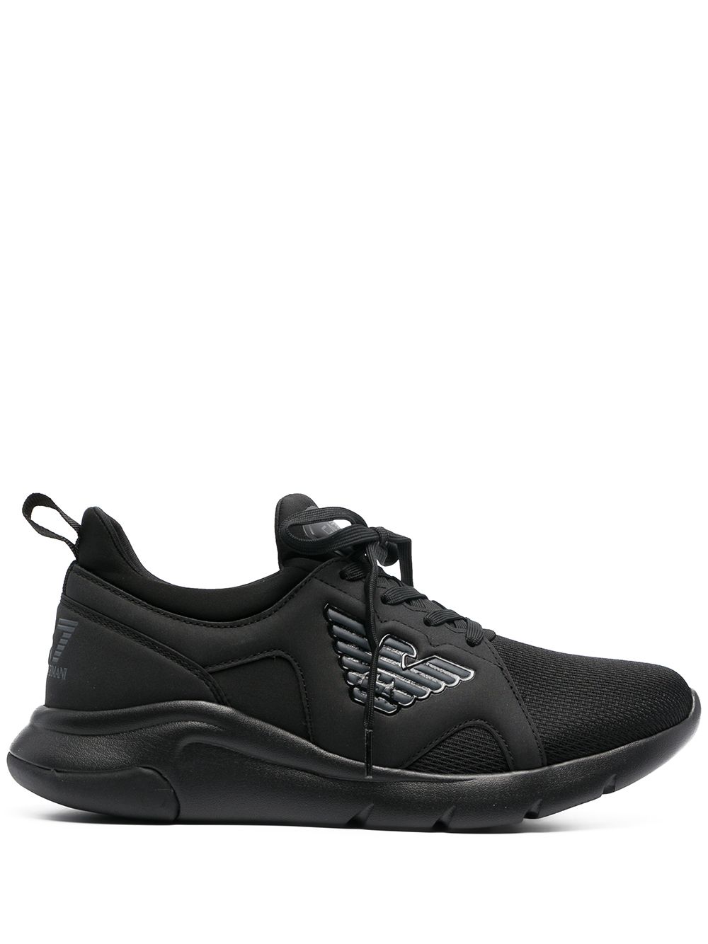 Ea7 Mesh-panelled Neoprene Sneakers In Black