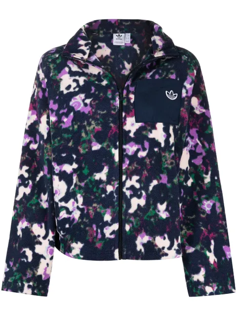 Shop adidas abstract-print zip-up jacket with Express Delivery - FARFETCH