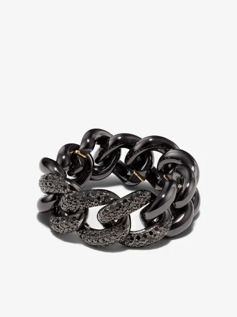 SHAY 18K black gold diamond chain ring
