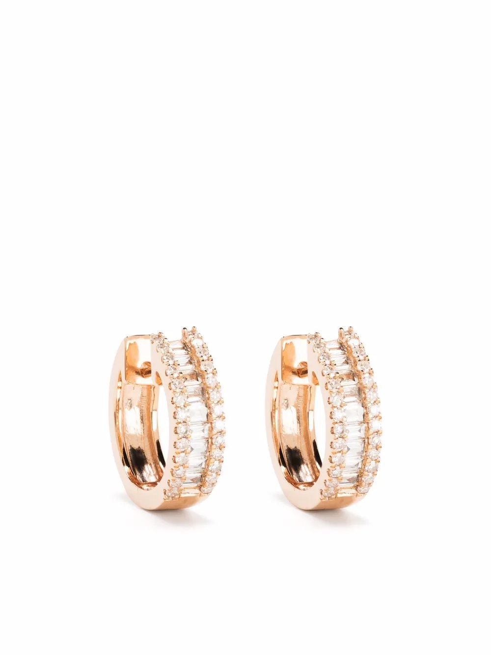 18kt rose gold diamond huggie hoop earrings