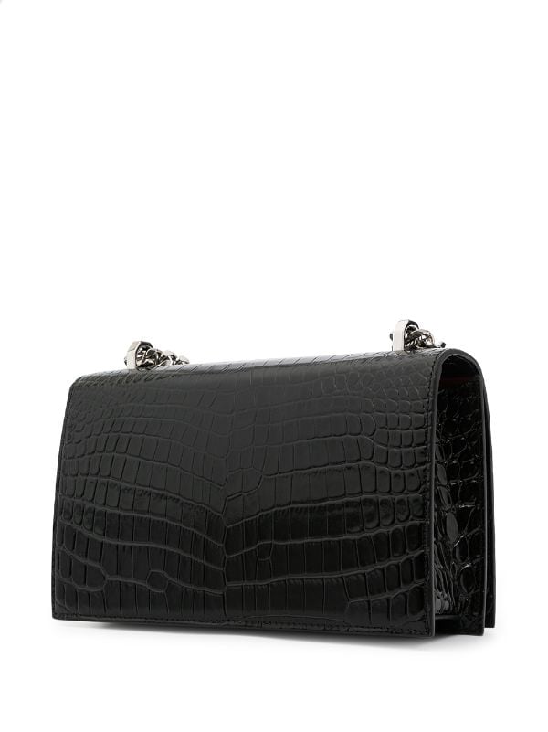 Alexander McQueen Jewelled Crocodile-Embossed Shoulder Bag