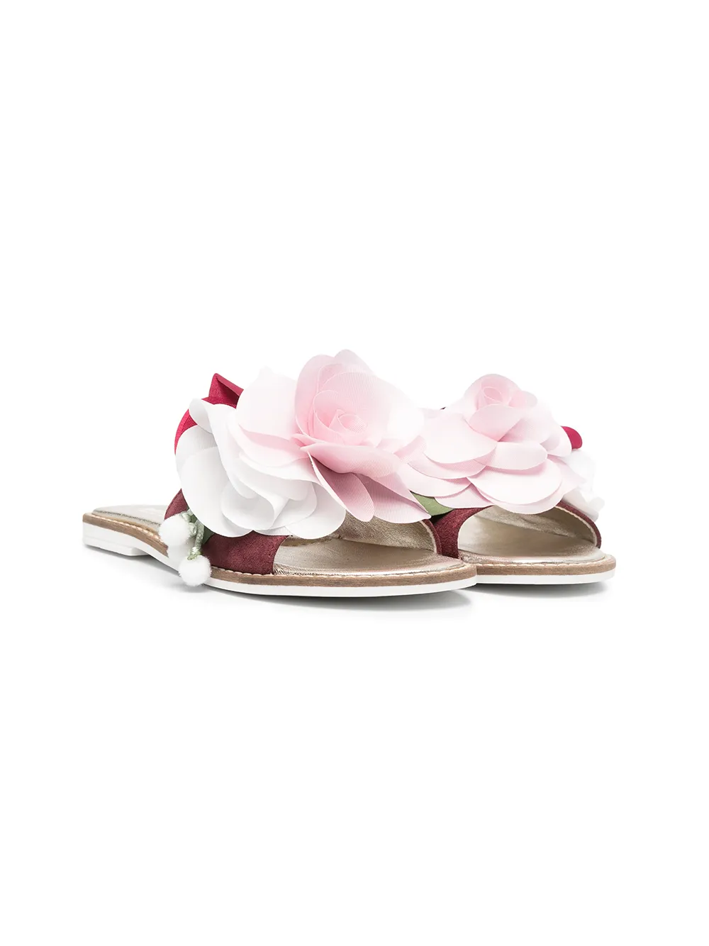 

Monnalisa floral appliqué slip-on sandals - Pink