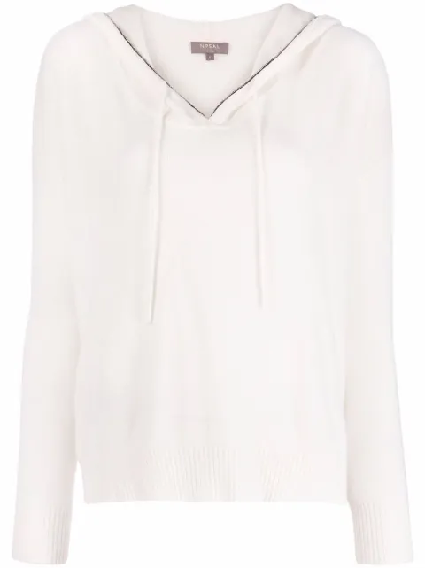 N.Peal chain trim cashmere hoodie