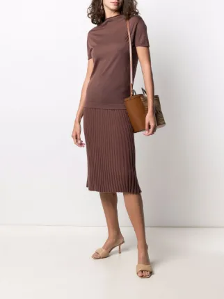 ribbed knit knee-length cashmere skirt展示图