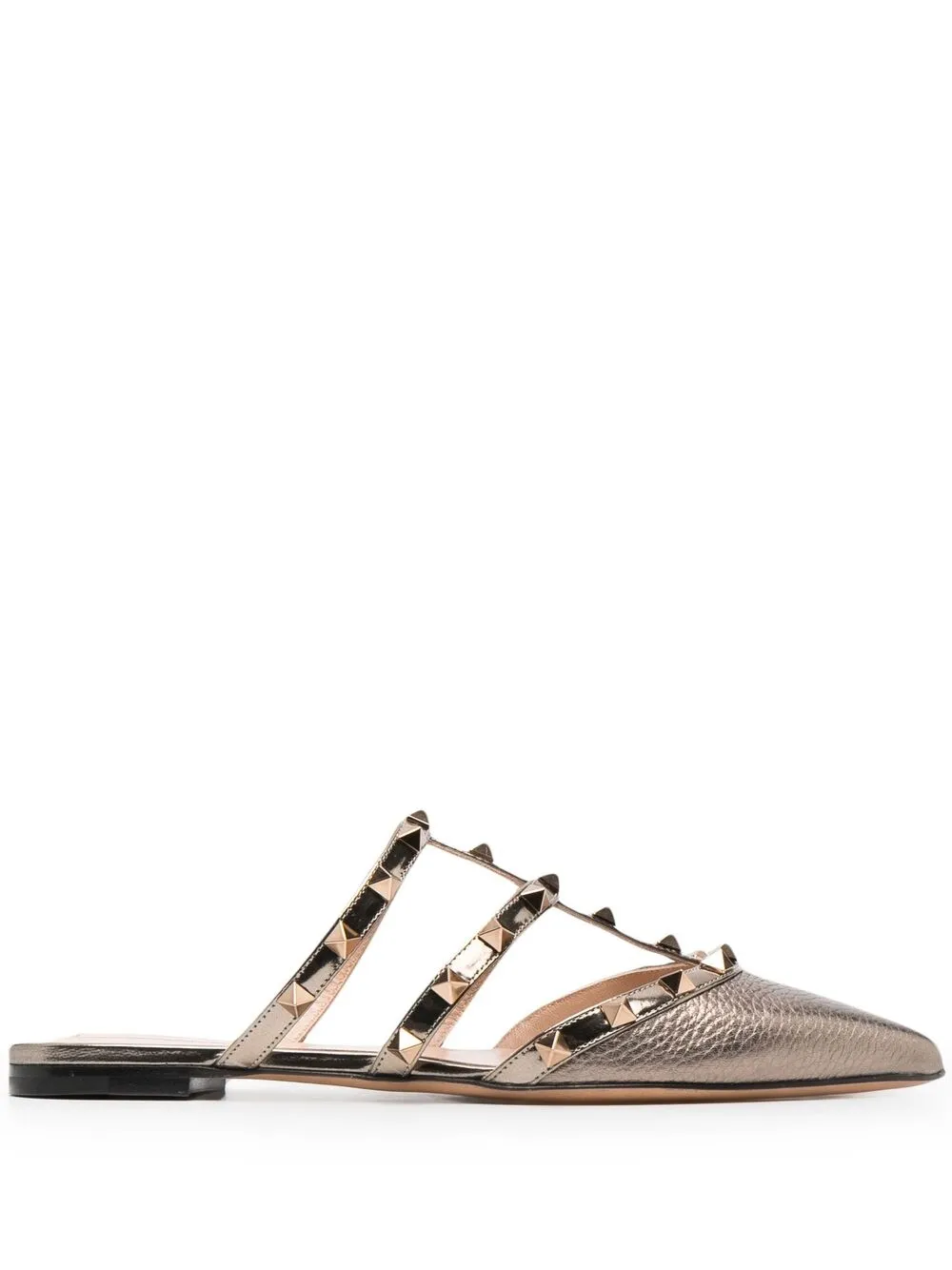 Valentino Garavani Rockstud-embellished Flat Mules In Gold | ModeSens