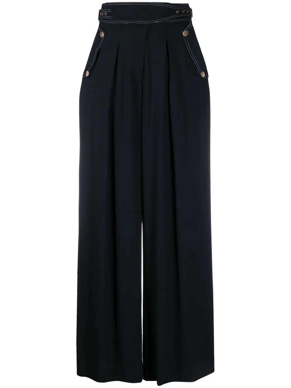 Click to view more detailed imagery on our partner's website Ulla Johnson Side Belt Wide Leg Trousers In Noir