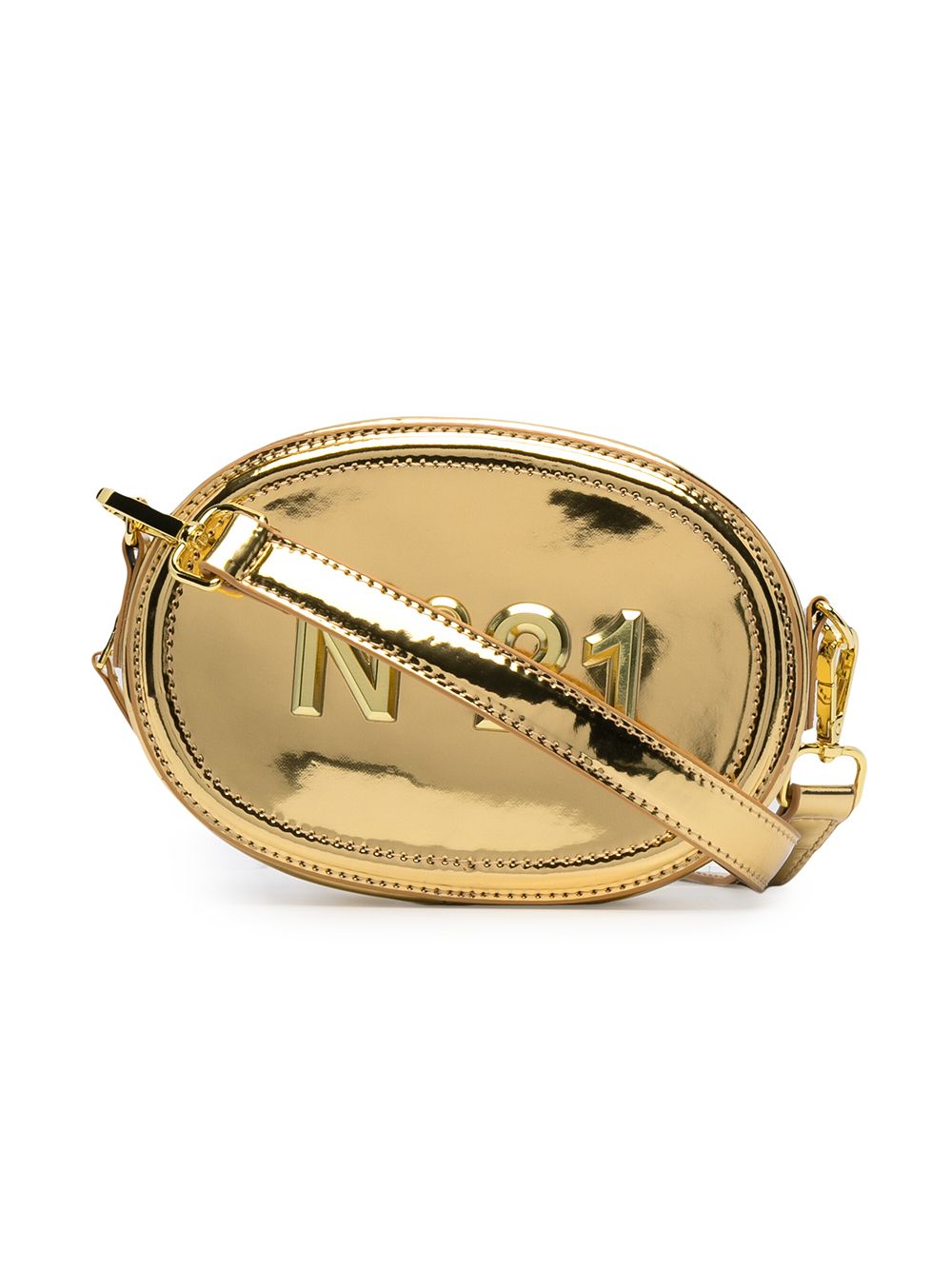 Shop N°21 Metallic Embossed Logo Belt Bag In Gold