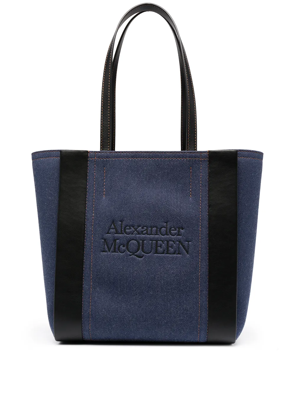 Click to view more detailed imagery on our partner's website Alexander Mcqueen Small Signature Denim & Leather Tote In 蓝色