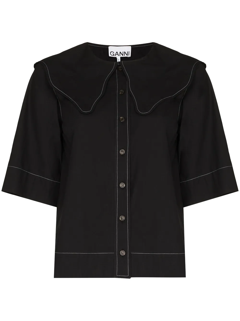 GANNI Big Scallop Collar Blouse - Farfetch