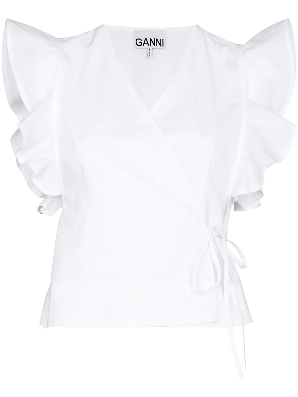 Image 1 of GANNI sleeveless ruffle wrap top