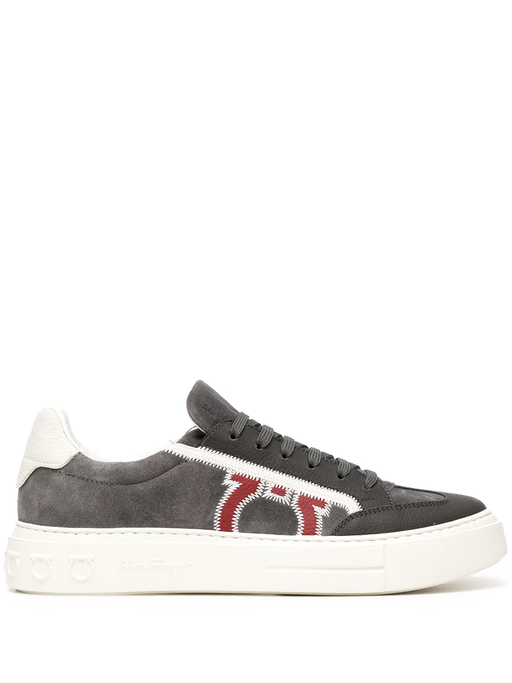 Ferragamo Gancini-print lace-up sneakers Grey