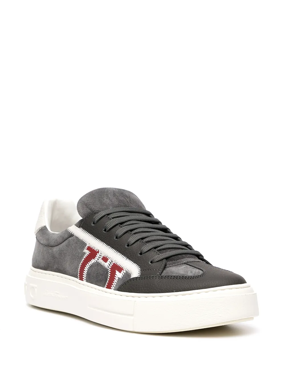 Ferragamo Gancini-print lace-up sneakers Grey