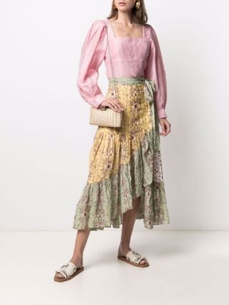 asymmetric floral-print skirt展示图