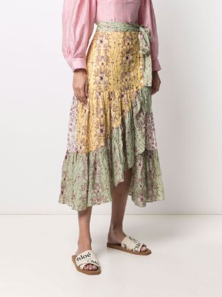 asymmetric floral-print skirt展示图