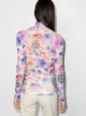 GANNI floral-print roll-neck top