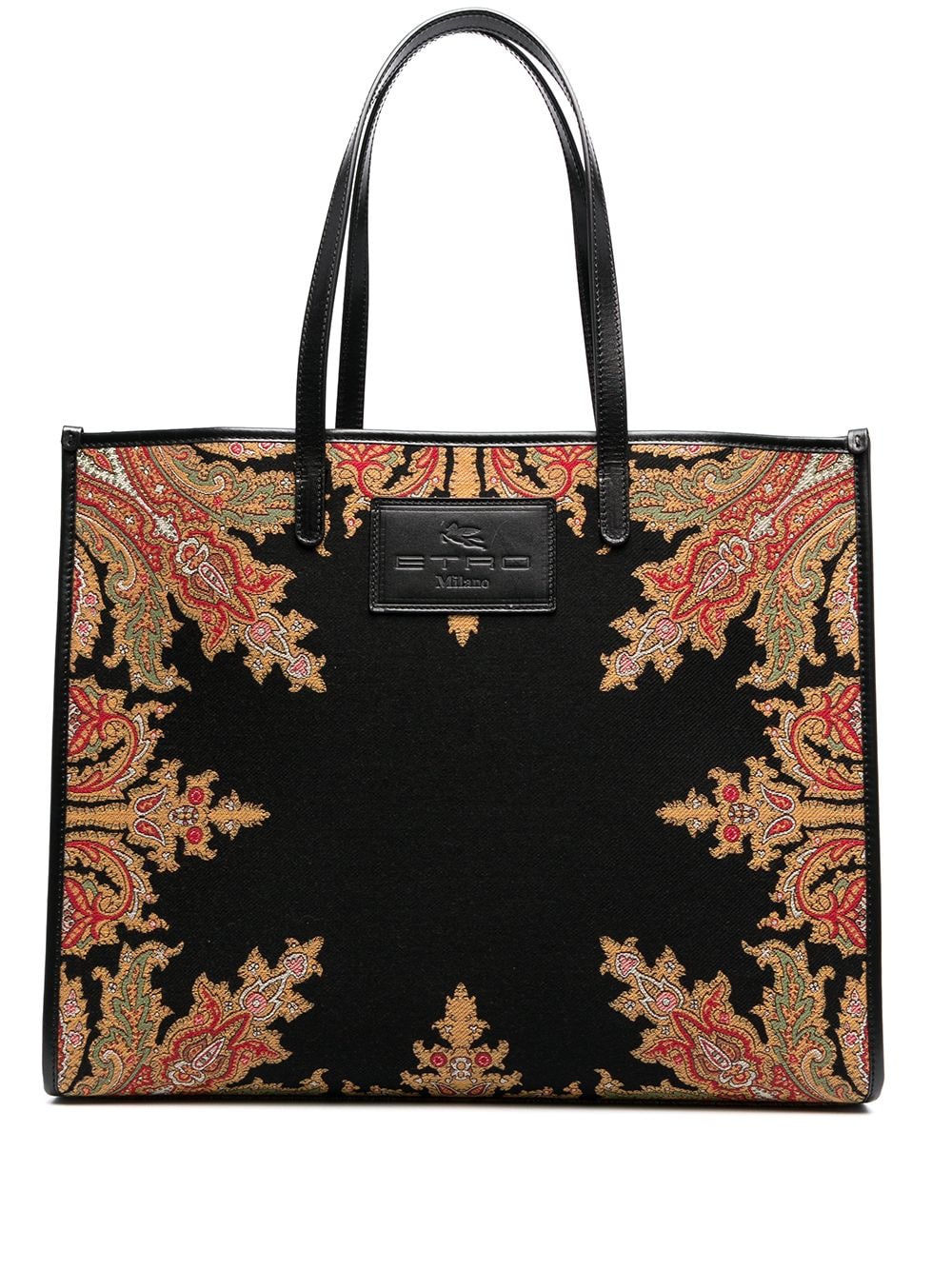 Beautiful Vintage ETRO MILANO Multicolored Paisley Leather Hand Bag Tote Bag