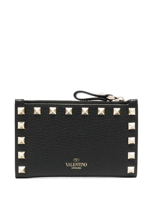 Valentino Garavani Rockstud Zipped Leather Cardholder Black FARFETCH BH