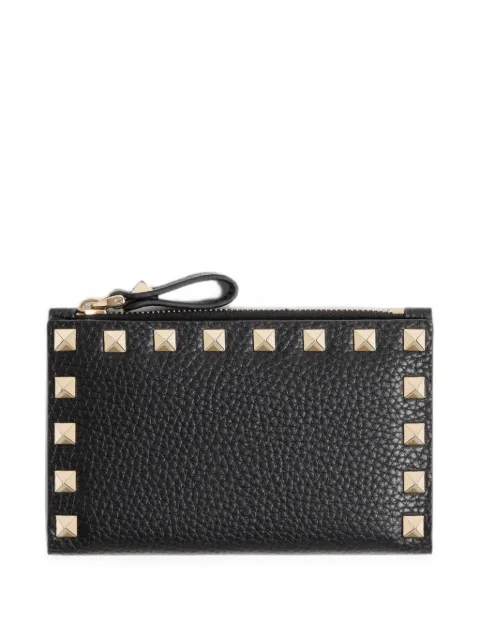 Valentino Garavani Rockstud grainy calfskin card holder with zip