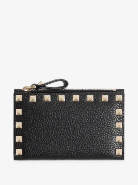 Valentino Garavani Rockstud grainy calfskin card holder with zip
