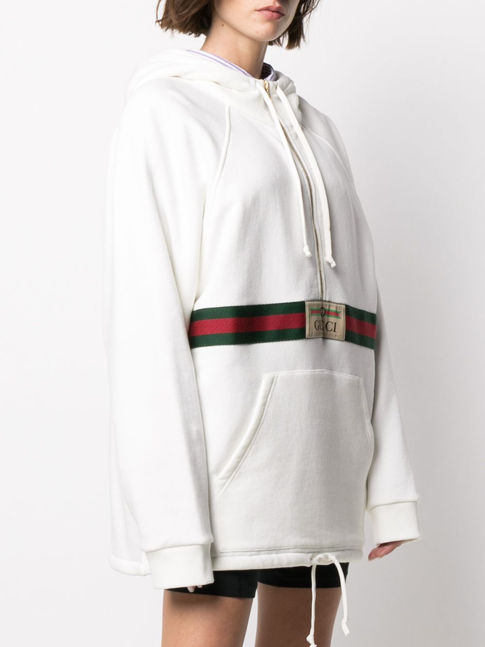 фото Gucci web-stripe detail drawstring hoodie