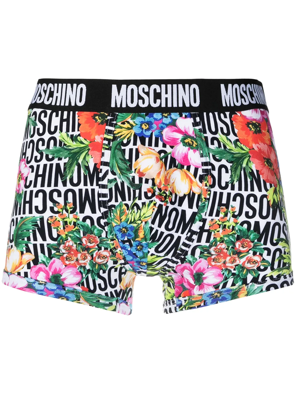 Moschino Floral Logo Pattern Boxers In White