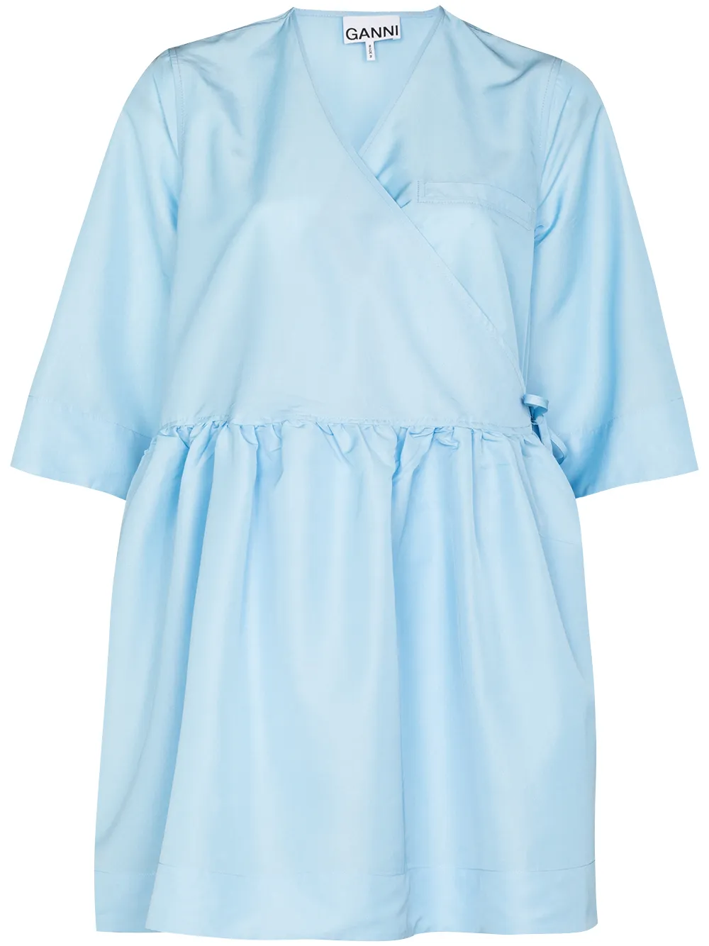 Immagine 1 di GANNI GANNI SS VNK PPLM WRAP TOP BLUE