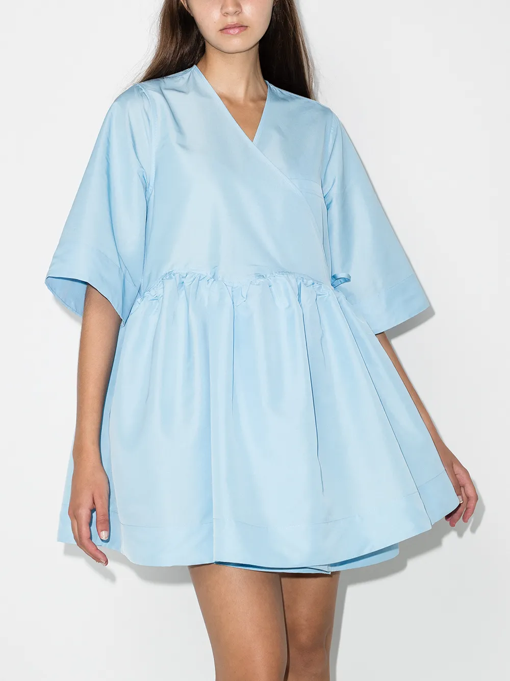 Immagine 2 di GANNI GANNI SS VNK PPLM WRAP TOP BLUE