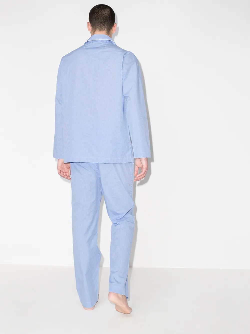 Polo Ralph Lauren Two-piece Micro Gingham-print Pajamas In Blue