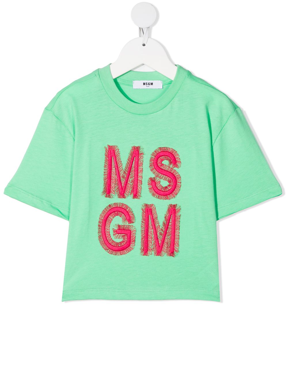 фото Msgm kids футболка с бахромой и вышитым логотипом