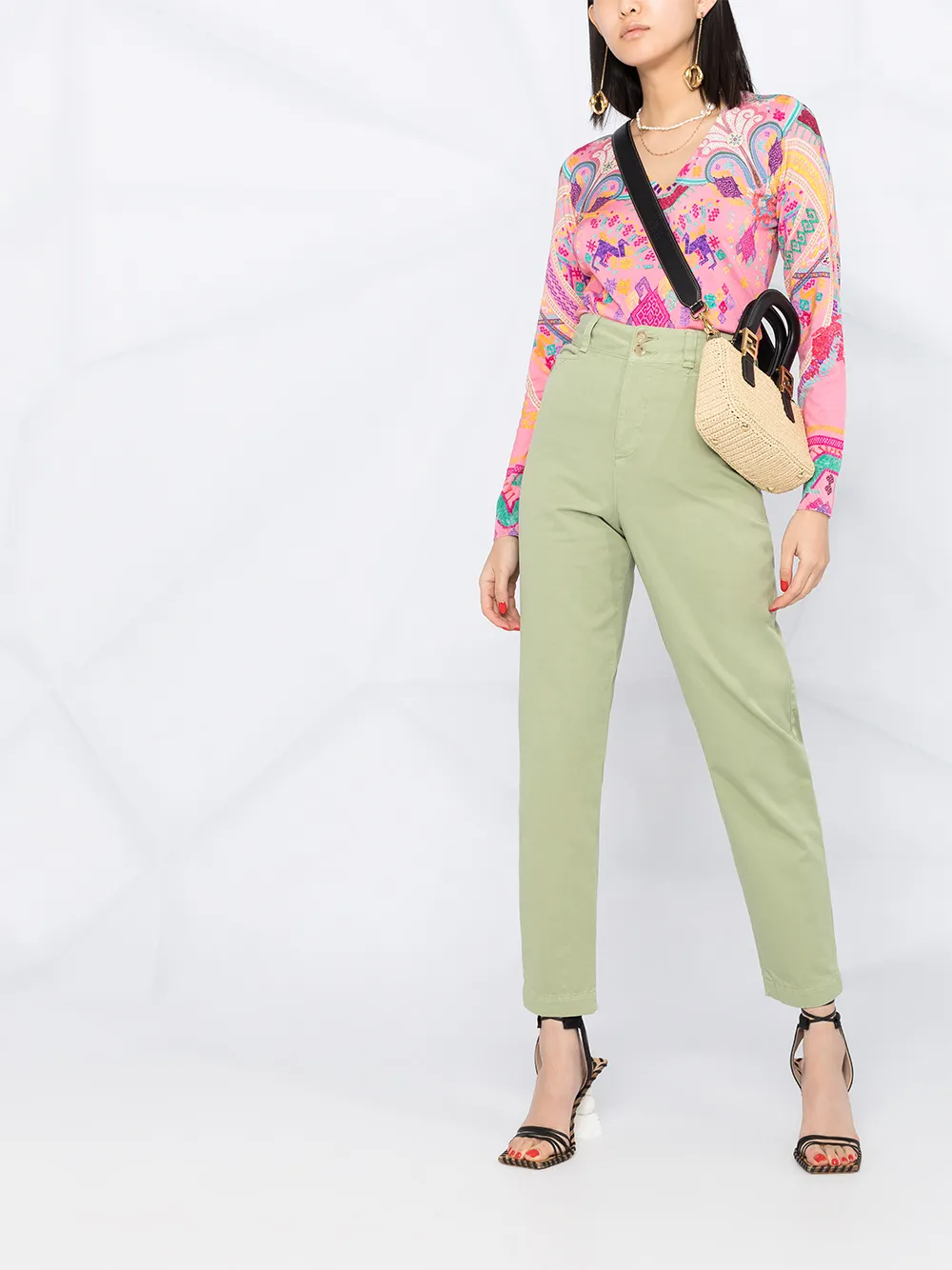 Image 2 of ETRO abstract knit V-neck jumper