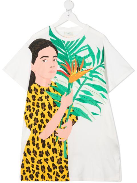 Fendi Kids T-shirtjurk met print